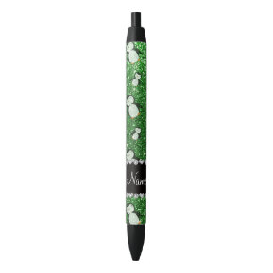 Stylo Noir Nom personnalisé pingouins à parties scintillant v