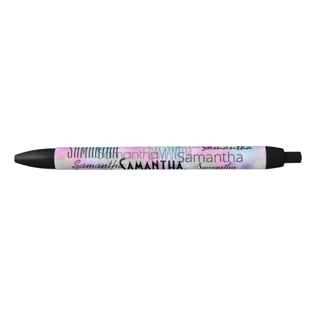 Stylo Noir Nom personnalisé Rainbow Tie teinture (Devant)