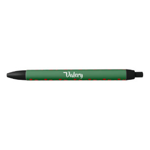 Stylo Noir Nom personnalisé tomates rouges sur vert