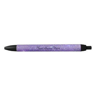 Stylo Noir Nom pourpre de parties scintillantes de Faux