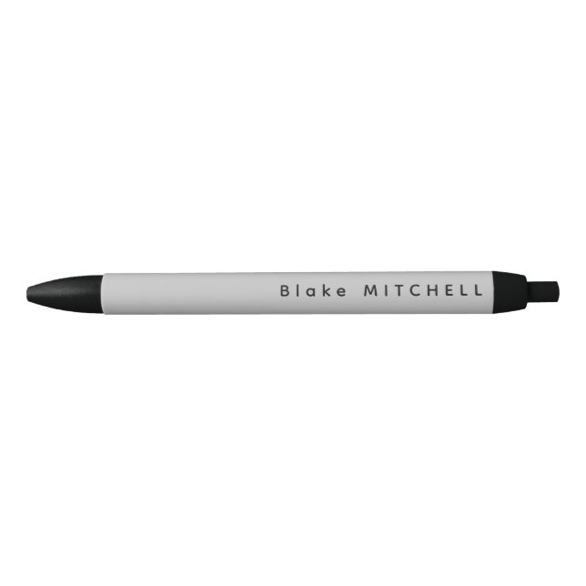 Stylo Noir Nom simple de monogramme Gris unique (Devant)