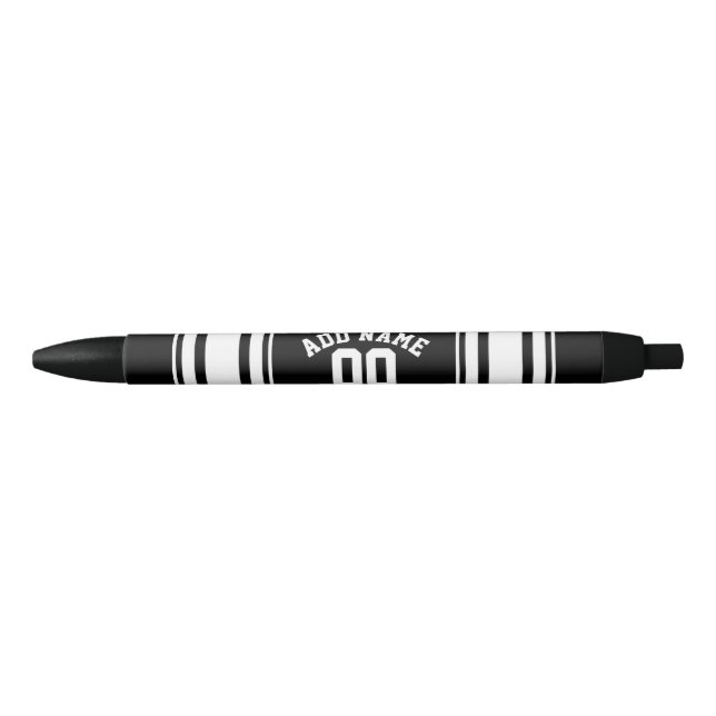 Stylo Noir Nombre nommé de rayures noires et blanches du (Devant)