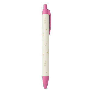 Stylo Noir Notes de musique pailletées or