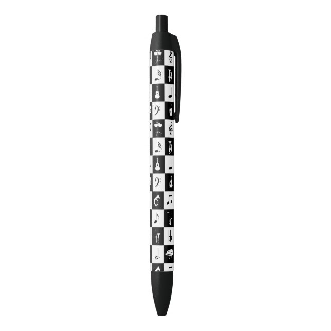 Stylo Noir Notes et instruments de musique moderne et élégant (Bas (Vertical))