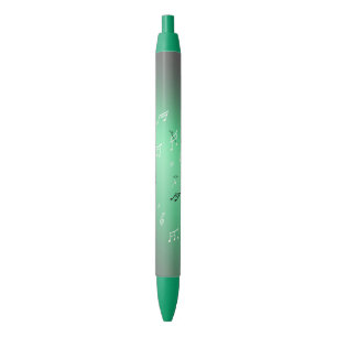 Stylo Noir Notes musicales dans le vert lunaire