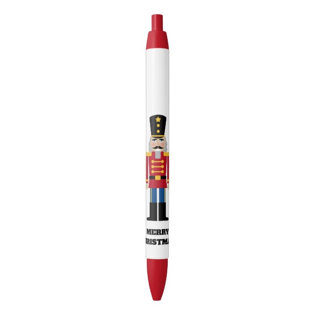 Stylo Noir Nutcracker de Noël cadeau pour les fêtes (devant Vertical)