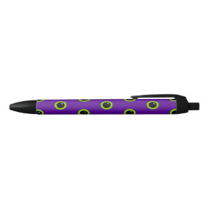 Stylo Noir Oeil de monstre vert et violet amusant