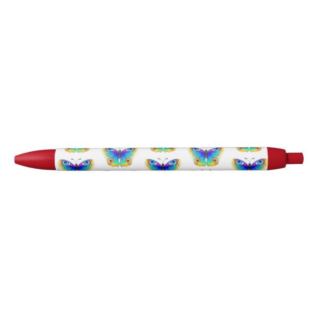 Stylo Noir Oeil de paon arc-en-ciel (Devant)