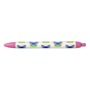 Stylo Noir Oeil de paon arc-en-ciel