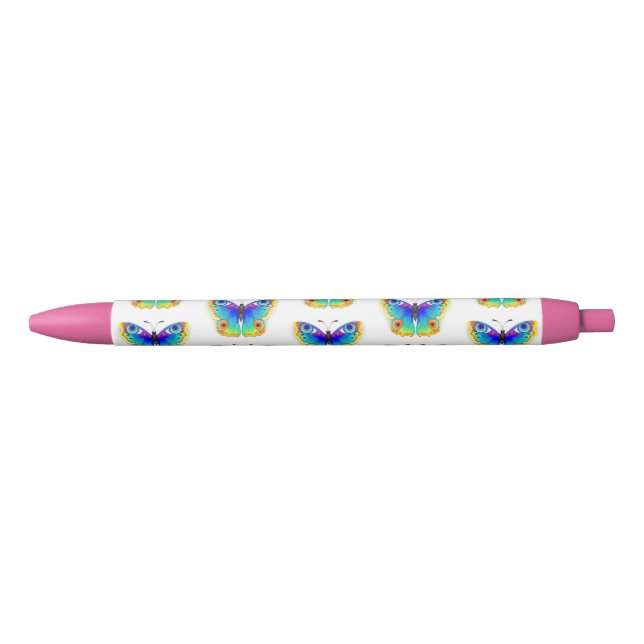 Stylo Noir Oeil de paon arc-en-ciel (Devant)