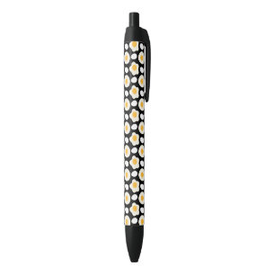 Stylo Noir Oeuf frit Motif Petit-déjeuner Amoureux Fleur de