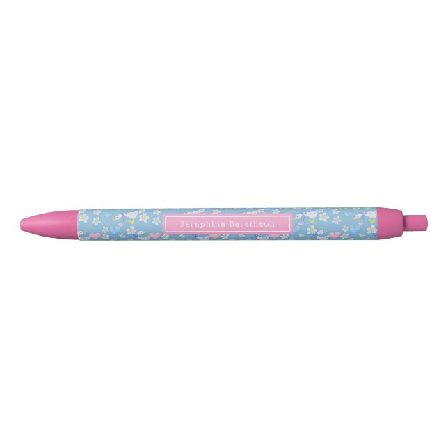 Stylo Noir Oies de campagne mignonne Nom personnalisé (Devant)