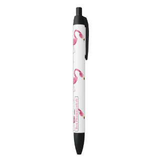 Stylo Noir Oiseau de Flamant rose rose personnalisé