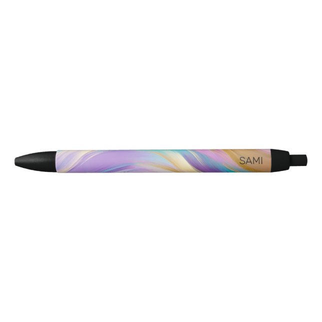 Stylo Noir Or Abstrait rose Lilac Turquoise (Devant)