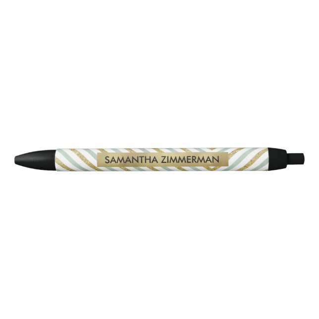 Stylo Noir Or en bon état et rayures blanches (Devant)