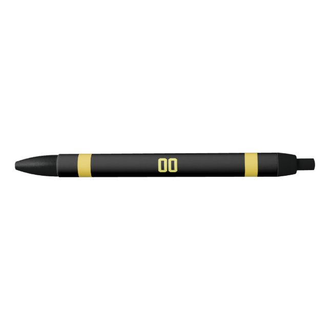 Stylo Noir Or et équipe de football noire personnalisés (Devant)