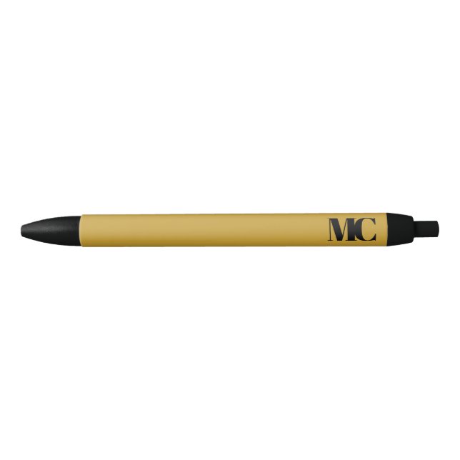 Stylo Noir Or Noir Monogramme Élégant Moderne (Devant)