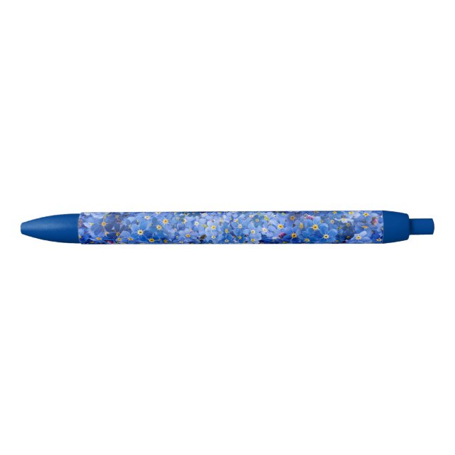 Stylo Noir Oublie-moi pas Motif de fleurs (Devant)