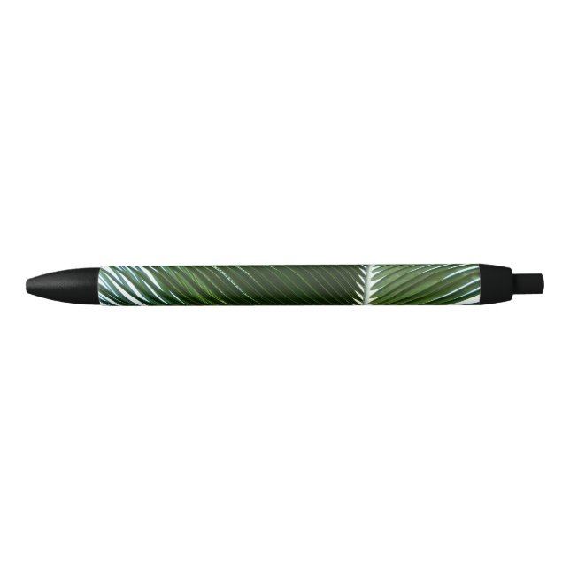 Stylo Noir Overlapping Palm Fronds Tropical Green Abstract (Devant)