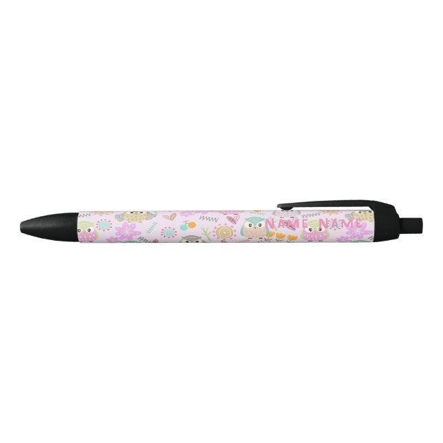 Stylo Noir Owl Pastel Pink (Haut)
