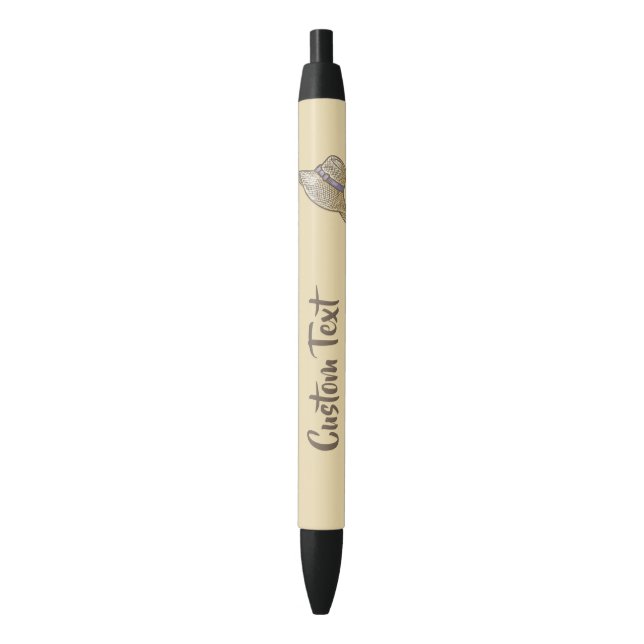 Stylo Noir Paille à la main Casquette beige (devant Vertical)