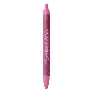 Stylo Noir Paillettes Rose Pailletées Brillantes