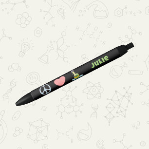 Stylo Noir Paix Amour et Science avec Nom