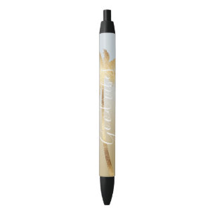 Stylo Noir Palmier Ombre d'or