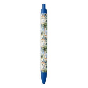 Stylo Noir Palmiers Tropicaux de la Côte d'Azur