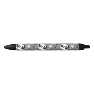 Stylo Noir Panda de Kawaii sur le gris