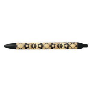 Stylo Noir Panneau doré géométrique