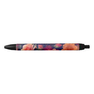 Stylo Noir Papier peint à motifs floraux