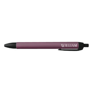 Stylo Noir Papilles à rayures bordeaux personnalisées