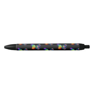 Stylo Noir Papillon arc-en-ciel