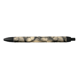 Stylo Noir Papillons d'or