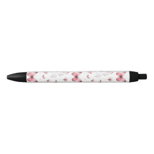 Stylo Noir Papillons roses