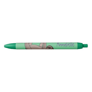 Stylo Noir Paresse souriante mignon sur dessin animé en bambo