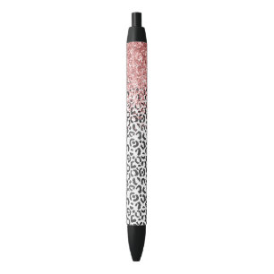 Stylo Noir Parties scintillant Empreinte de léopard de Fille