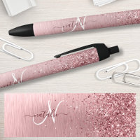 Parties scintillant en métal brossé rose pâle Nom