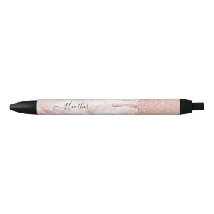Stylo Noir Parties scintillant en or pour filles Roses