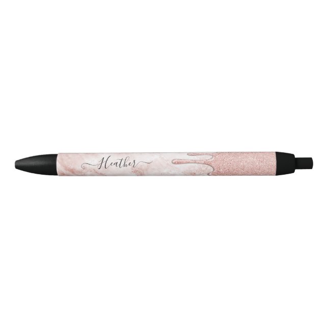 Stylo Noir Parties scintillant en or pour filles Roses (Devant)