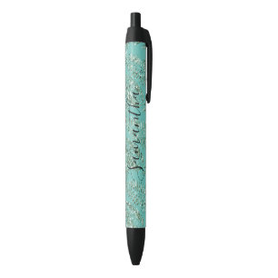 Stylo Noir Parties scintillant Feuille verte tropicale person