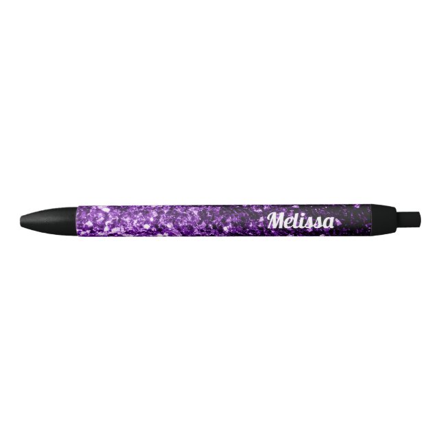 Stylo Noir Parties scintillant foncée violet faux brillant Pe (Devant)