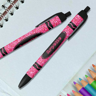 Stylo Noir Parties scintillant rose chaud Crayon Nom personna