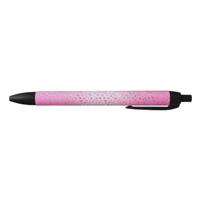 Stylo Noir Parties scintillant rose Cheetah Imprimer (Bas)