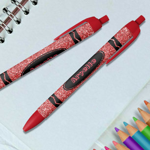 Stylo Noir Parties scintillant rouge classique Crayon Nom per