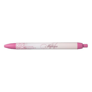 Stylo Noir parties scintillant violette en or monogramme rose