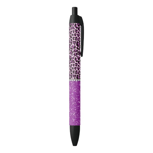 Stylo Noir Parties scintillantes pourpres d'empreinte de (Bas (Vertical))