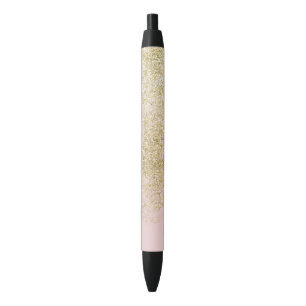 Stylo Noir Parties scintillantes roses de Faux d'or