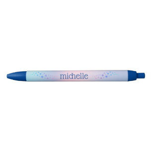 Stylo Noir Pastel Personnalisé Arc En Ciel Avec Étoiles Bleu
